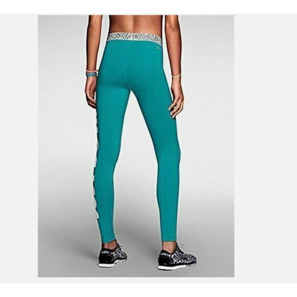 Nike PRO Dri-Fit Mezzo Training Tights Women's XS Turquoise White Logo - Picture 2 of 16